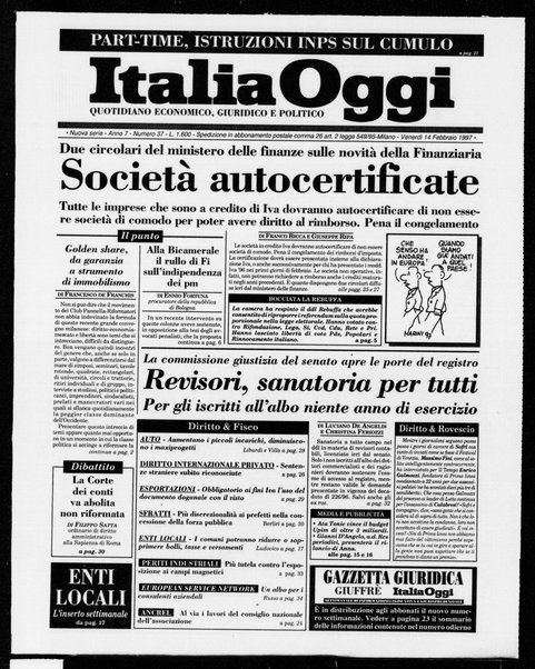 Italia oggi : quotidiano di economia finanza e politica